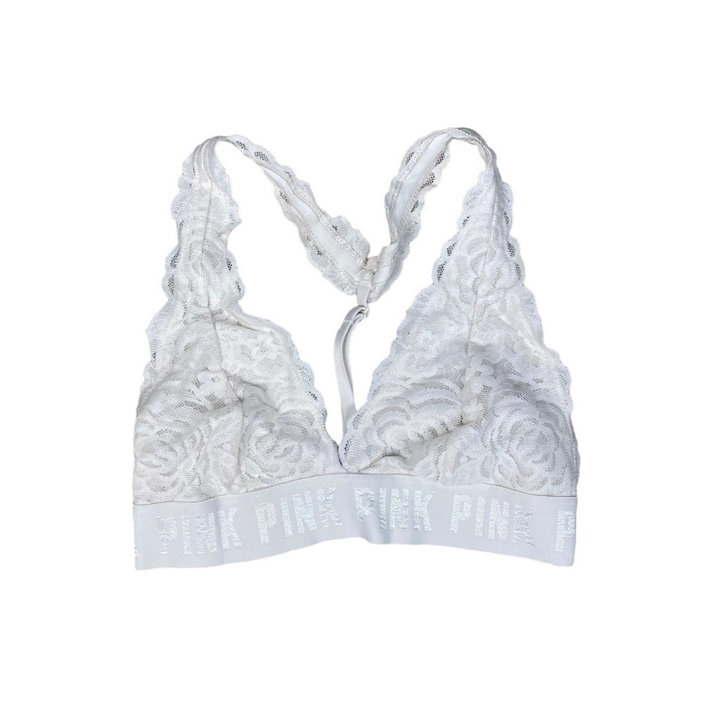 PINK White Lace Bandeau